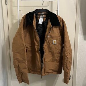 Carhartt Men's Camel WIP Detroit Jacket with Black Collar, Size Medium, New